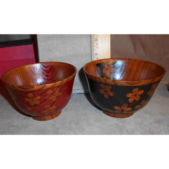 Japanese/Asian Dinnerware: Wood Bowls, Chopsticks & Rests, Ceramic Plates - Picture 3 of 16